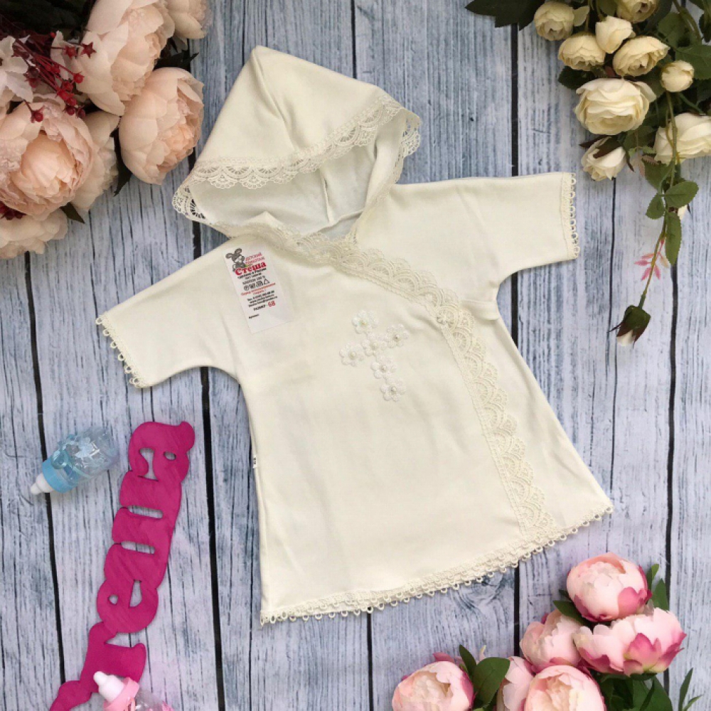 168. Крестильное платье, хлопок 100 % интерлок пенье 62,68,74,80