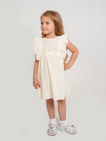 Купить 322-СЛ. Платье из муслина детское, хлопок 100% сливочный, р. 98,104,110,116 в Хасавюрте