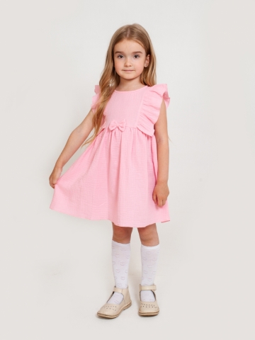 Купить 322-Р. Платье из муслина детское, хлопок 100% розовый, р. 98,104,110,116 в Хасавюрте