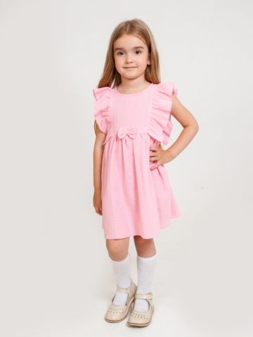 Купить 322-Р. Платье из муслина детское, хлопок 100% розовый, р. 74,80,86,92 в Хасавюрте