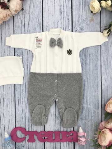 Купить оптом 302-С. Комбинезон складки  хлопок 80% велюр, 20 % ПЭ, р 56,62 , серый в Хасавюрте