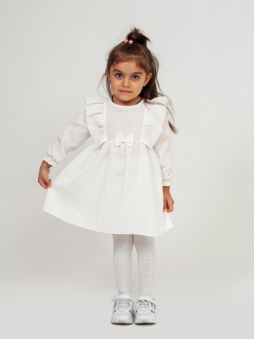 Купить 321-МО. Платье из муслина детское, хлопок 100% молочный, р. 74,80,86,92 в Хасавюрте